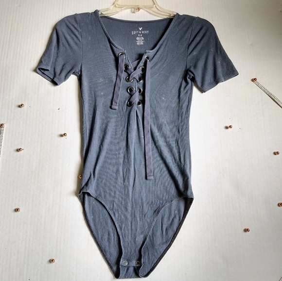 American Eagle Outfitters Tops - *SOLD*Soft & Sexy American Eagle Lace Up Bodysuit